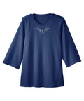 Women's Open Back Embroidered 3/4 Sleeve Top