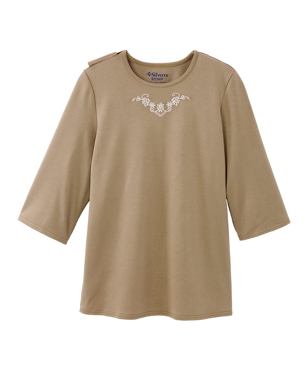 Women's Open Back Embroidered 3/4 Sleeve Top