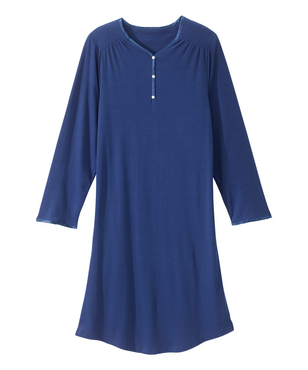 Women's Open Back Henley Nightgown